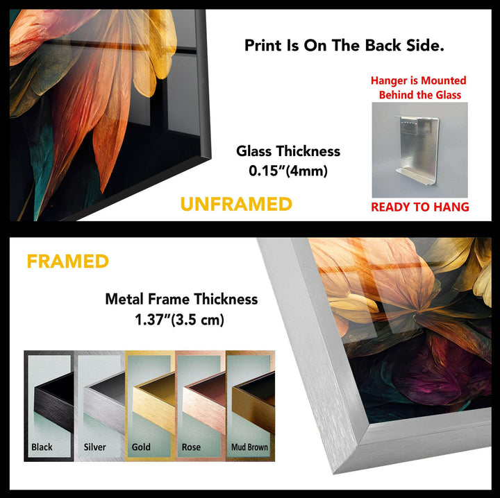 Floral Elements Botanical Glass Wall Art, art glass wall art, glass wall art pictures