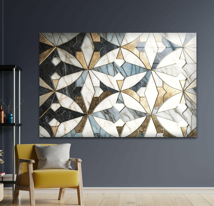 White & Brown Marble Glass Wall Art photo print on glass, prints on glass wall art