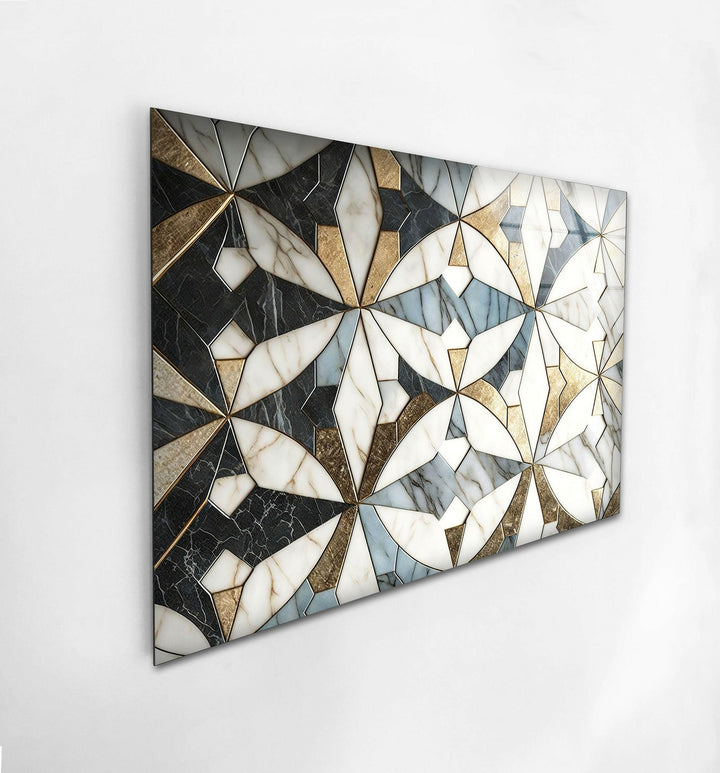 White & Brown Marble Glass Wall Art stained glass wall art, stained glass wall decor