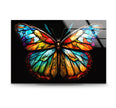 a colorful butterfly on a black background