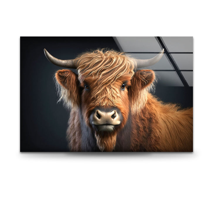 Scottish Cow Portrait Glass Wall Art glass photo prints, glass picture prints