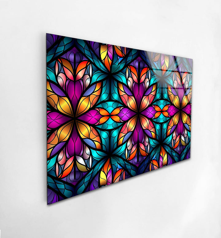 Stained Colored Flower Glass Wall Art stained glass wall art, stained glass wall decor