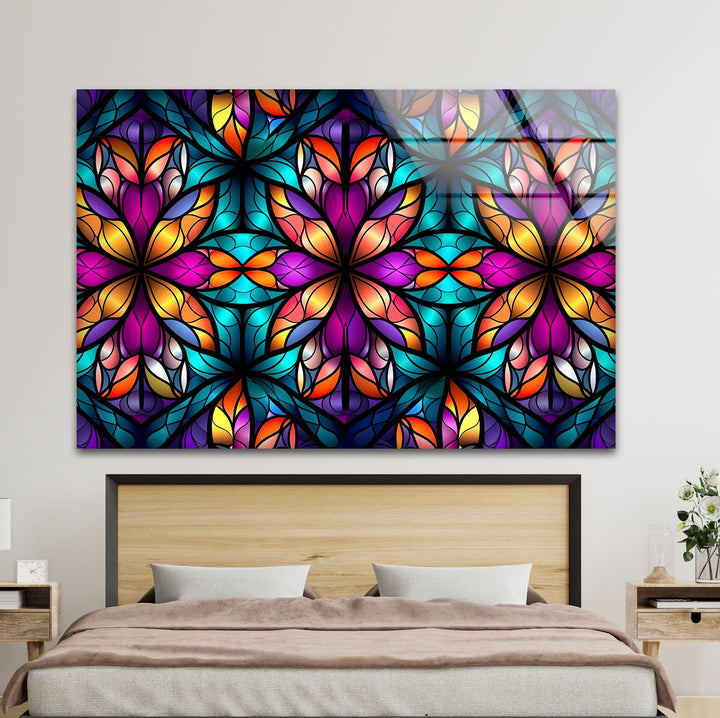 Stained Colored Flower Glass Wall Art glass image printing, glass prints from photos