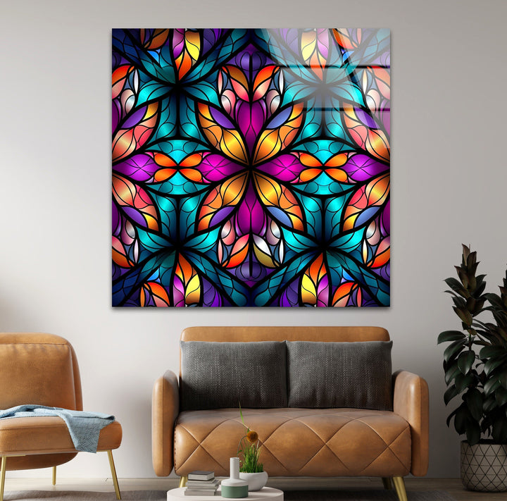 Stained Colored Flower Glass Wall Art glass pictures for Wall, glass prints wall art