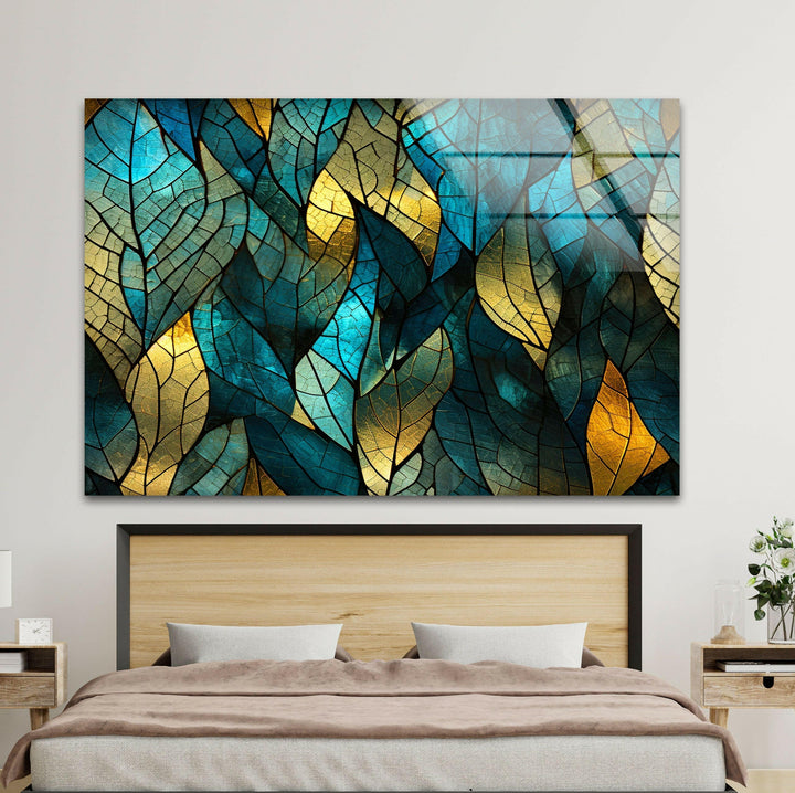 Mosaic Green Leaves Glass Wall Art glass photo prints, glass picture prints