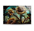 a stained glass window with sunflowers on it