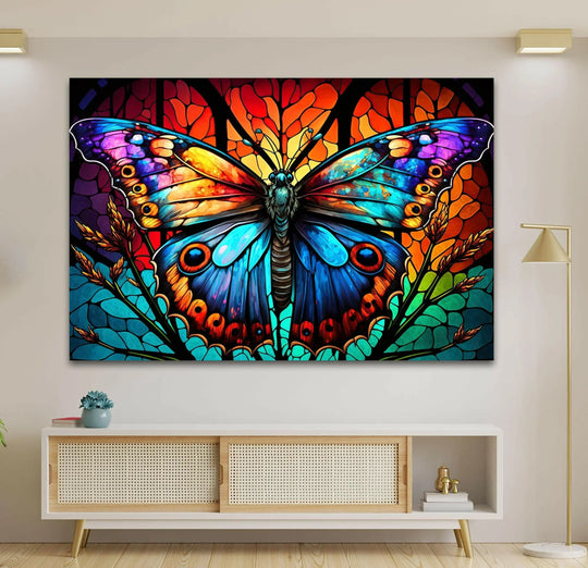 Colored Butterfly Art Glass Wall Art custom glass photo prints, large glass prints