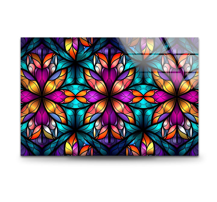 Stained Colored Flower Glass Wall Art glass wall decor, glass wall art decor
