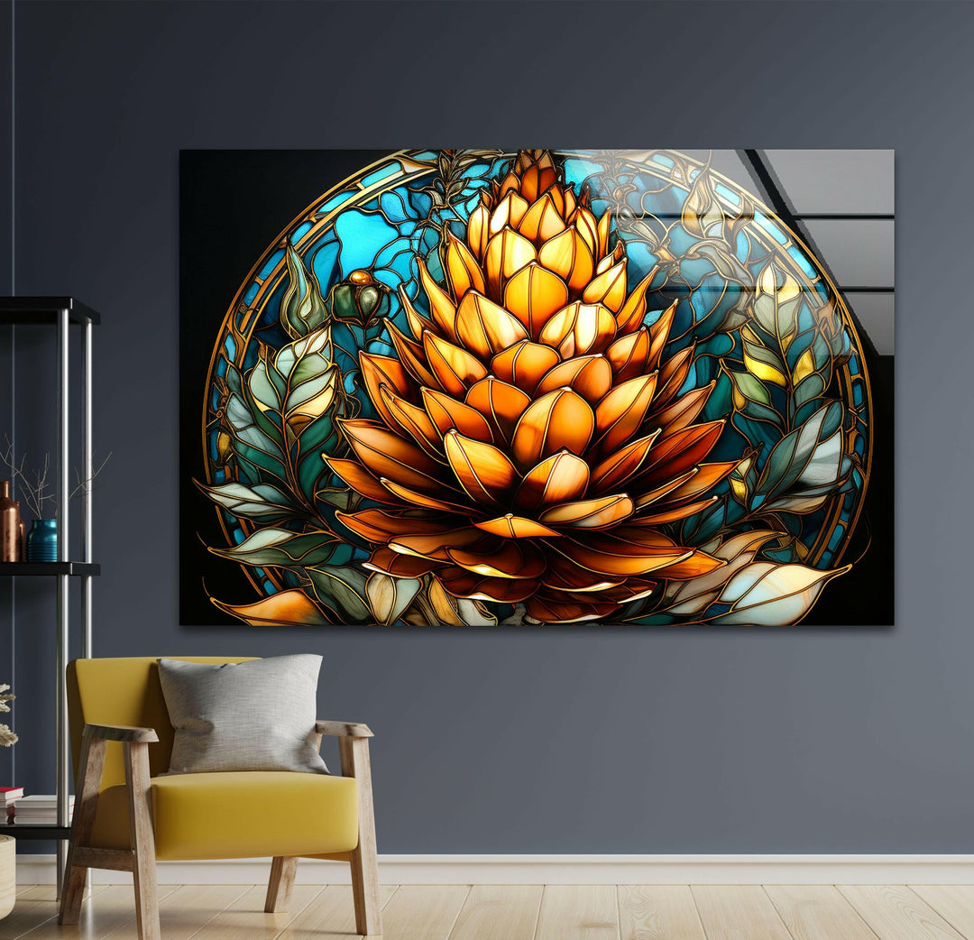 Stained Pine Cone Glass Wall Art glass wall decor, glass wall art decor