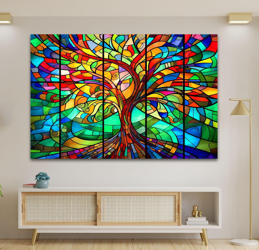 Life of Tree Multicolored Glass Wall Art large glass photo prints, glass wall photos