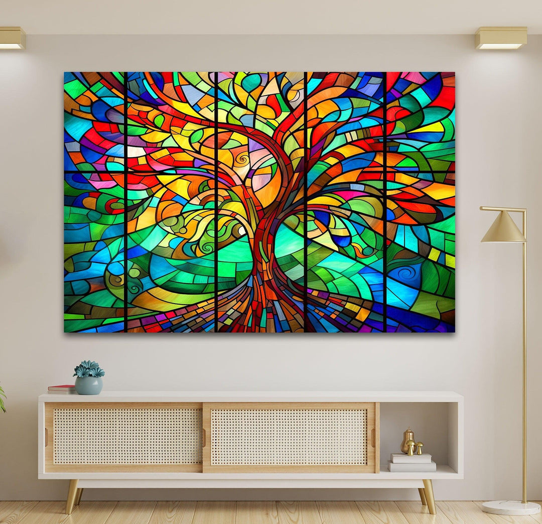 Life of Tree Multicolored Glass Wall Art large glass photo prints, glass wall photos