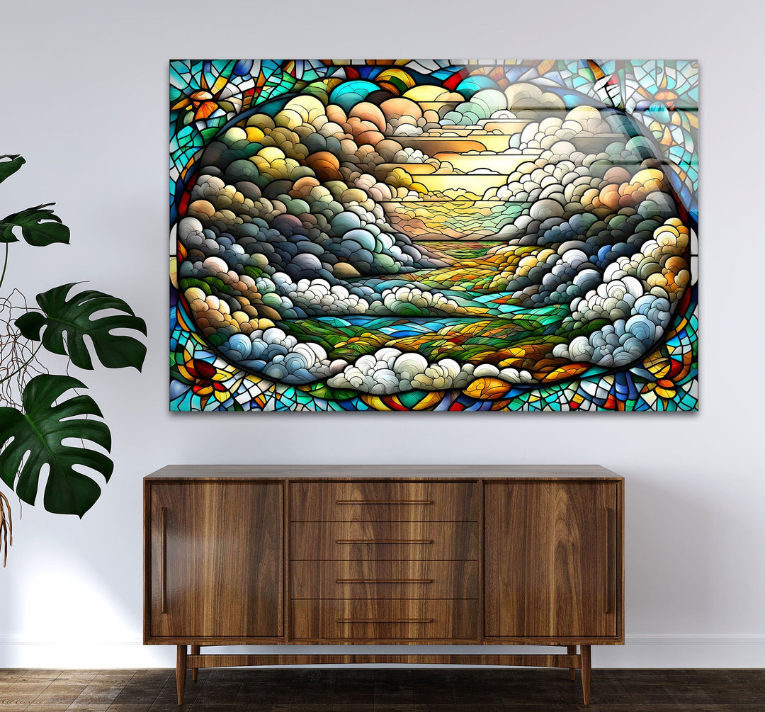 Illustration In Stained Glass Wall Art photo print on glass, prints on glass wall art