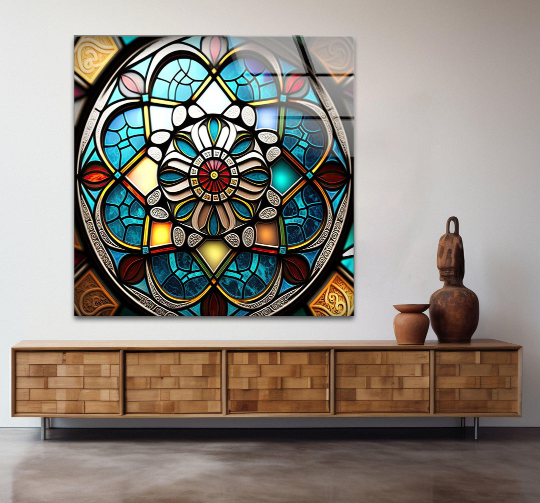 Mandala Stained Glass Wall Art glass art painting, glass art for the Wall