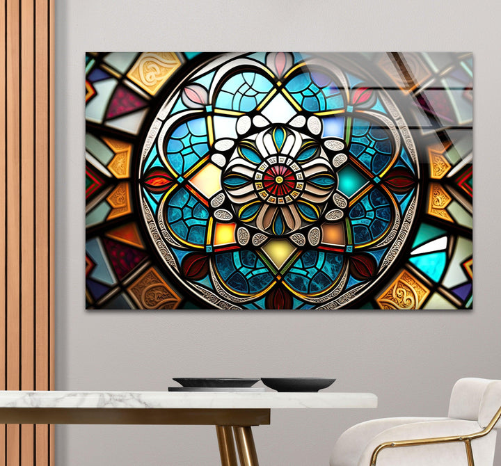 Mandala Stained Glass Wall Art glass image printing, glass prints from photos