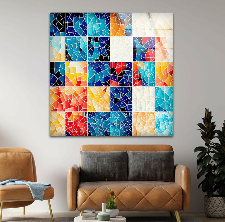 Mosaic of Different Colors Glass Wall Art glass pictures for Wall, glass prints wall art