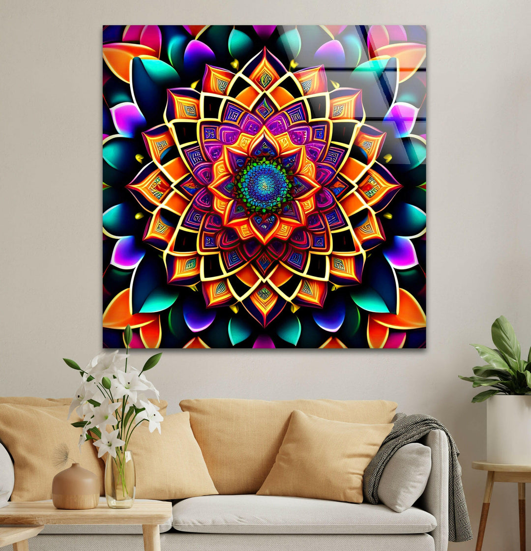 Colorful Mandala Glass Wall Art Glass Printing Wall Art, Print photos on glass