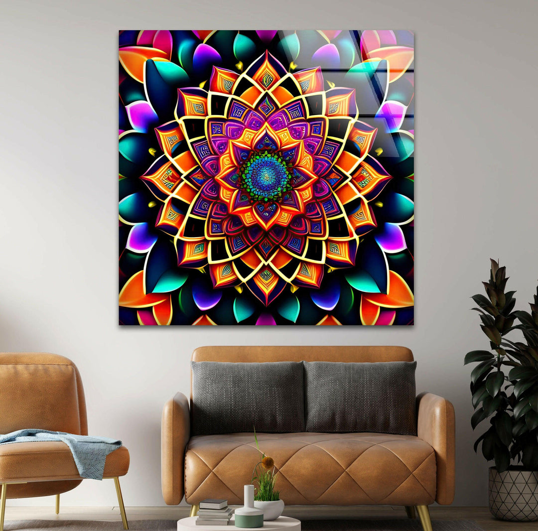 Colorful Mandala Glass Wall Art stained glass wall art, stained glass wall decor