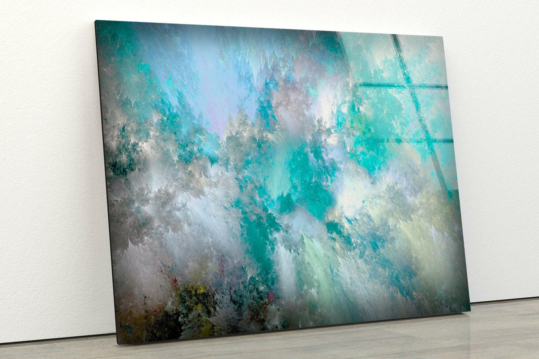 Turquoise Blue Alcohol ink Glass Wall Art