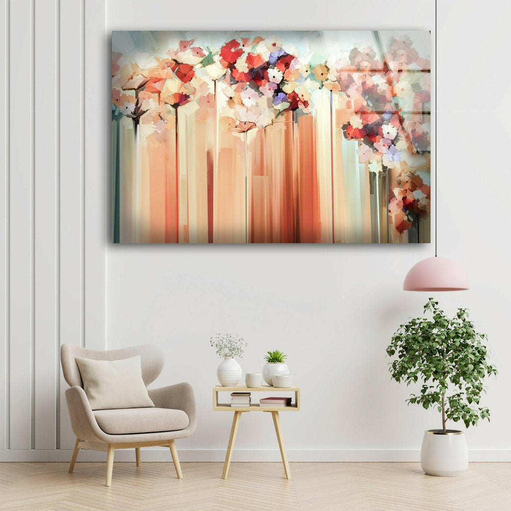 Flower Oil Painting Glass Wall Art, picture on glass wall art, photos printed on glass
