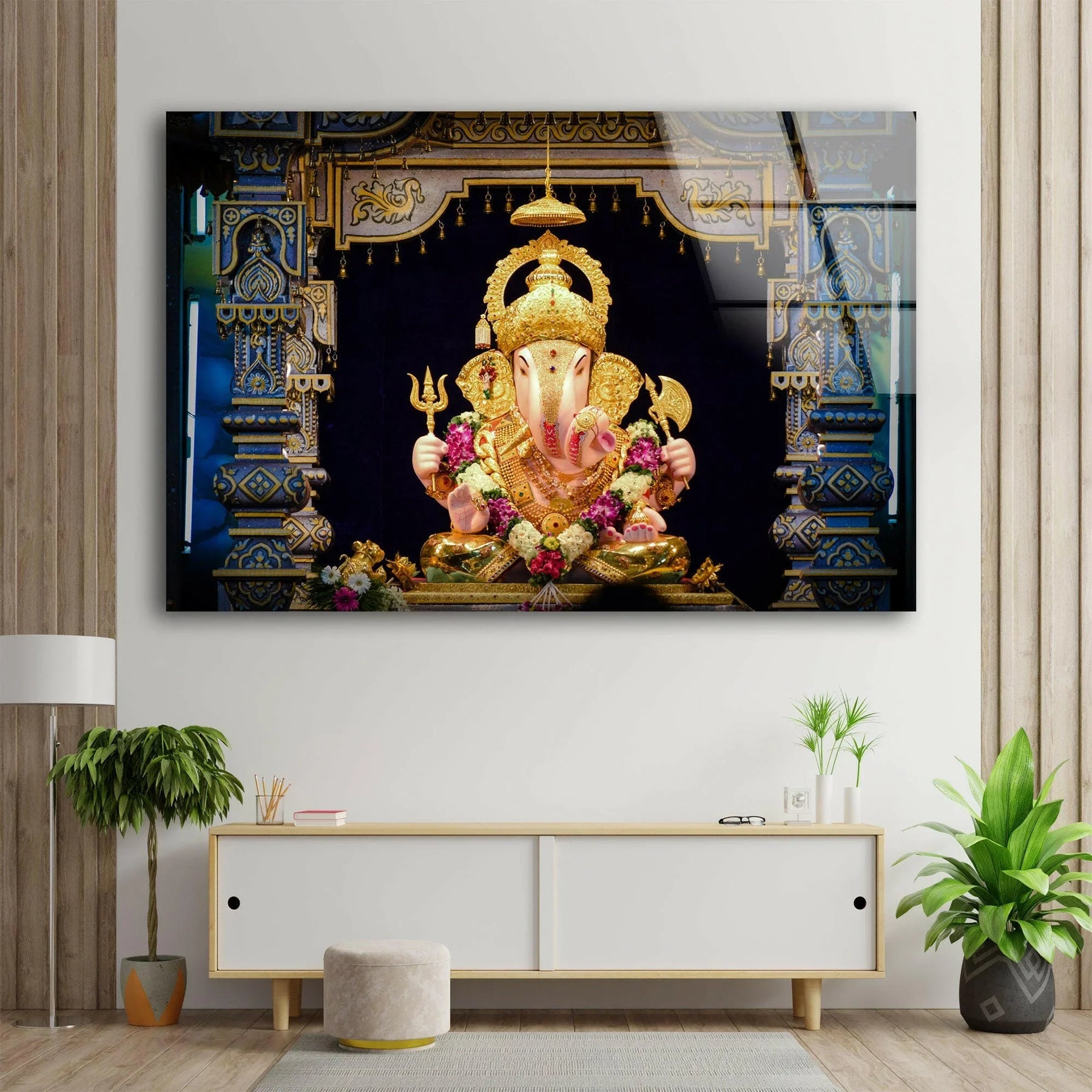 Hindu Lord Ganesha Wall Decor Divine Glass Artwork MyPhotoStation