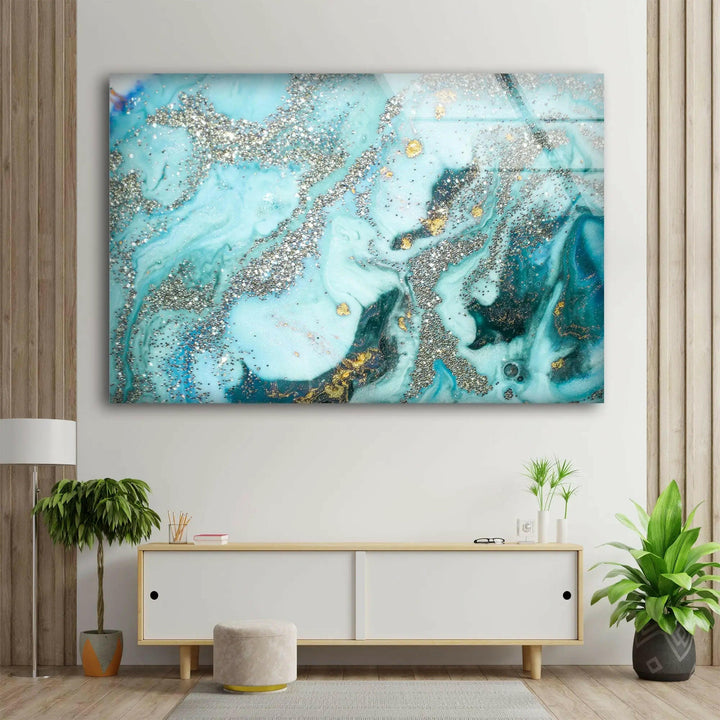 Blue Silver Decor Tempered Glass Wall Art - MyPhotoStation