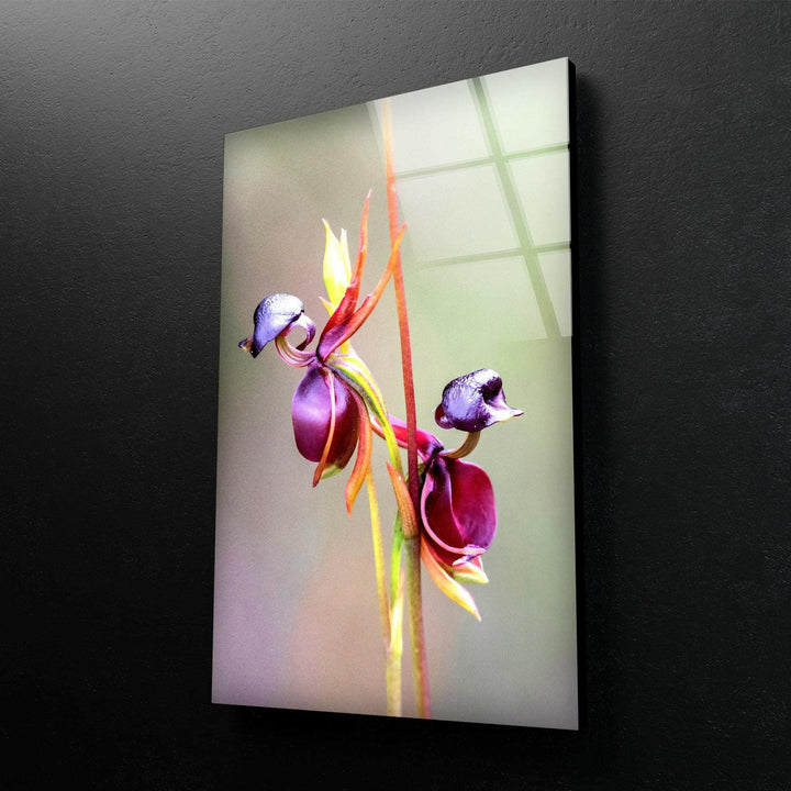 Flying Duck Orchid Glass Wall Art, glass art painting, glass art for the Wall