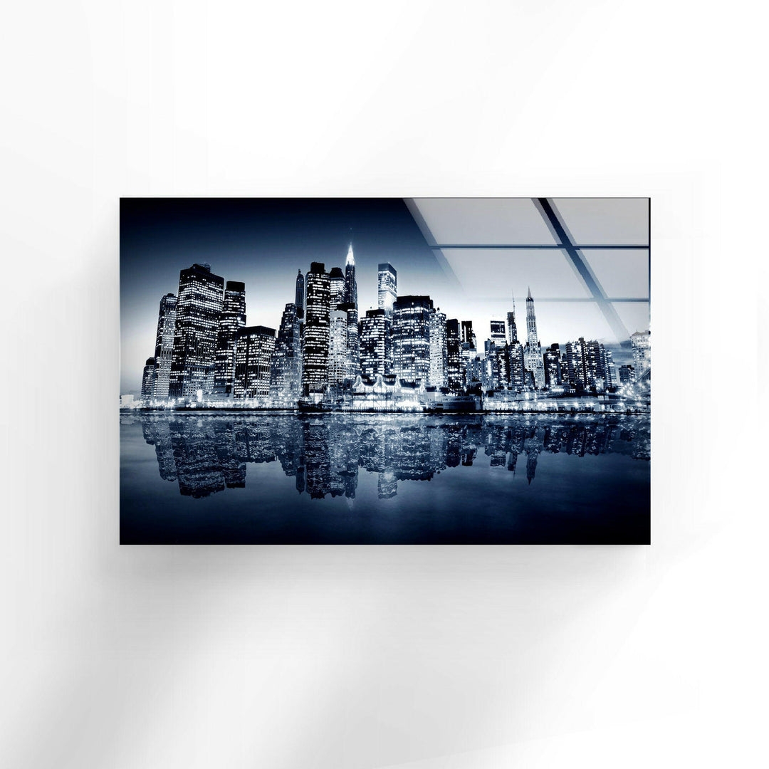 New York City Downtown Glass Wall Art, Glass Printing Wall Art, Print photos on glass