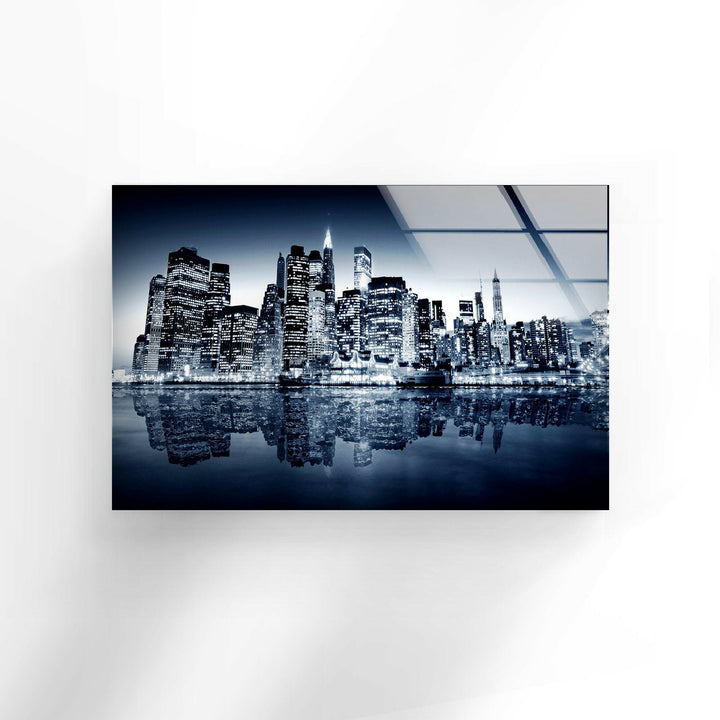 New York City Downtown Glass Wall Art, Glass Printing Wall Art, Print photos on glass