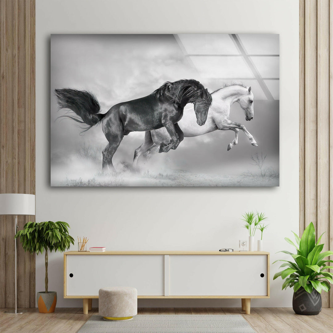 Wild Horses Running Glass Wall Art             glass wall decor, glass wall art decor