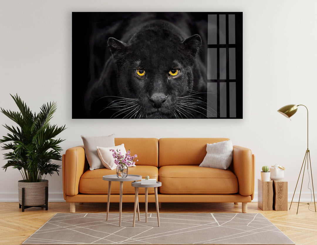 Black Panther Face Glass Wall Art             glass wall decor, glass wall art decor
