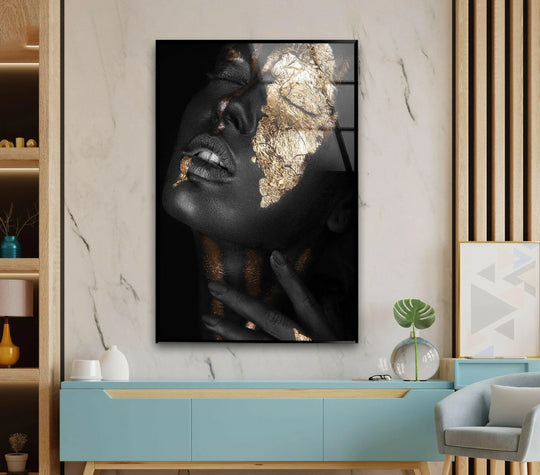 Cool Art black woman in gold and glass wall art modern and elegant plus sophisticated woman decor