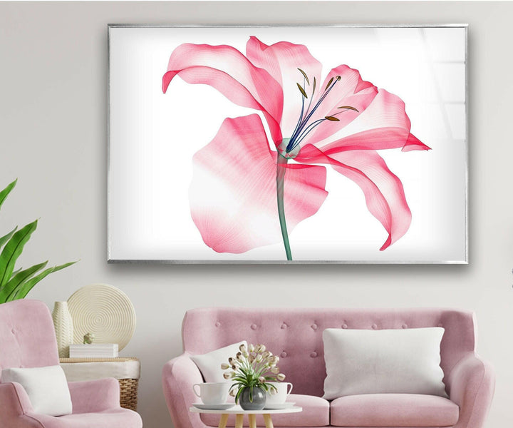Watercolour Pink Flower Glass Wall Art, picture on glass wall art, photos printed on glass