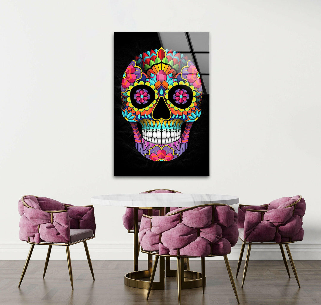 Skeleton Face Glass Print Wall Art & Cool Artwork