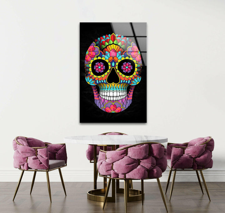 Skeleton Face Glass Print Wall Art & Cool Artwork