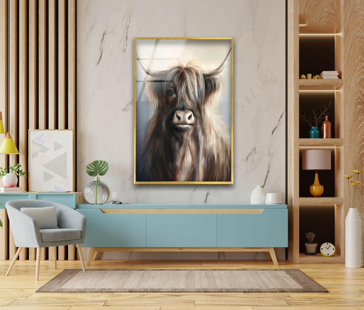 Portrait of Bull Glass Wall Art art glass wall art, glass wall art pictures