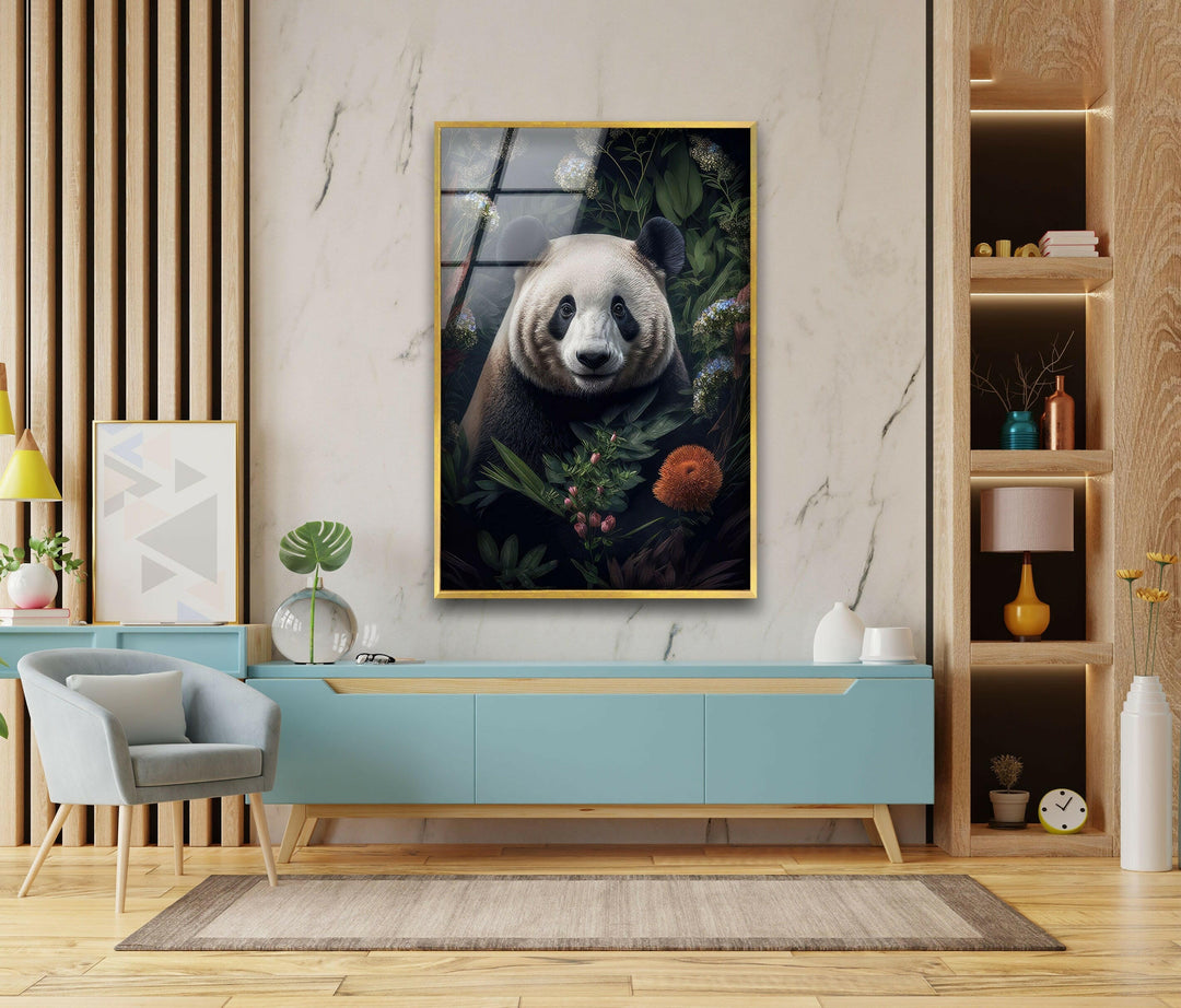 Panda in Jungle Glass Wall Art glass photo prints, glass picture prints