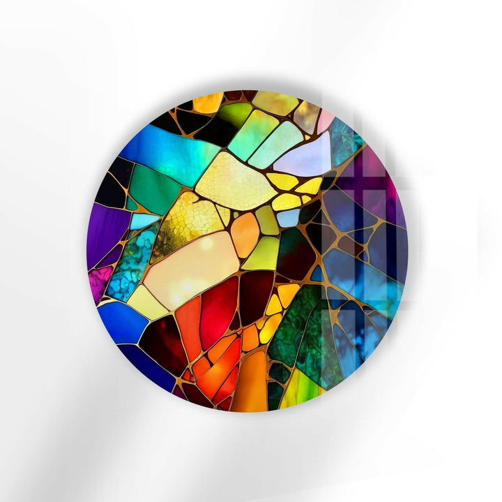 Vivid Stained Round Glass Wall Art glass photo prints, glass picture prints